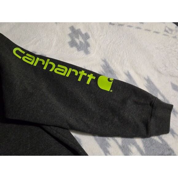 Carhartt Spellout Sweater Adult 2XL Loose Fit Gray Hoodie Sweatshirt Mens - Picture 3 of 7